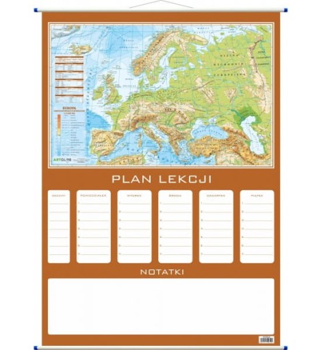 EUROPA MAPA ŚCIENNA FIZYCZNA + PLAN LEKCJI