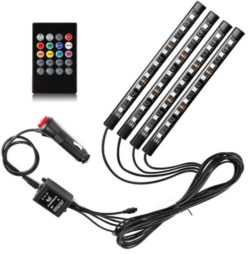 OŚWIETLENIE WNĘTRZA AUTA KABINY SAMOCHODU LED RGB