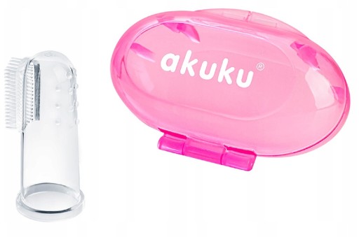 Szczoteczka do zębów na palec Akuku + etui rózowe