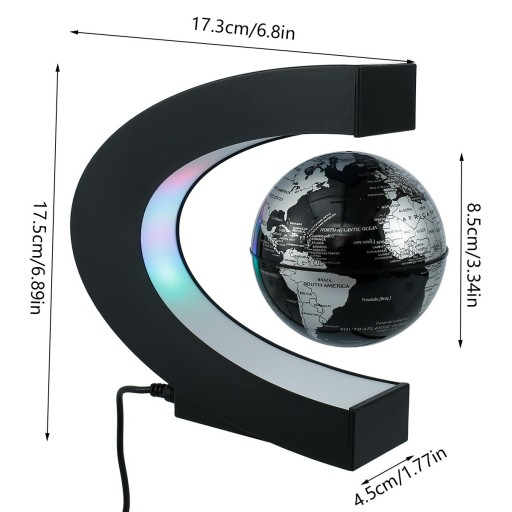 LAMPKA BIURKOWA LED MAPA ŚWIATA LEWITUJĄCY GLOBUS