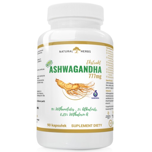 Ashwagandha 777mg POKONAJ STRES I ZMĘCZENIE LEPSZA KONCENTRACJA 90 kap