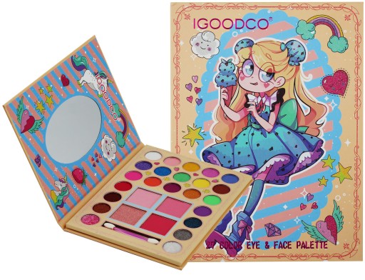 PALETKA CIENIE DO MAKIJAŻU BROKAT GLITTER 27 SZTUK RÓŻE LUSTERKO BRONZER