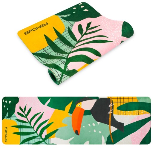 Mata do ćwiczeń jogi Pilates antypoślizgowa 4mm + uchwyt SPOKEY HOME JUNGLE