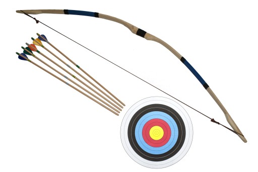 Łuk drewniany 115cm tarcza + 5 strzał niebieski