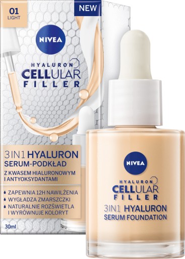 NIVEA HYALURON CELLULAR FILLER Serum-podkład do twarzy jasny 30ml