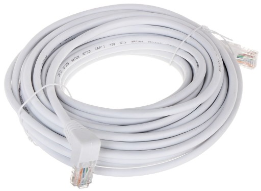 Patchcord Kabel RJ45 UTP Kat 5e Biały 10m Kątowy