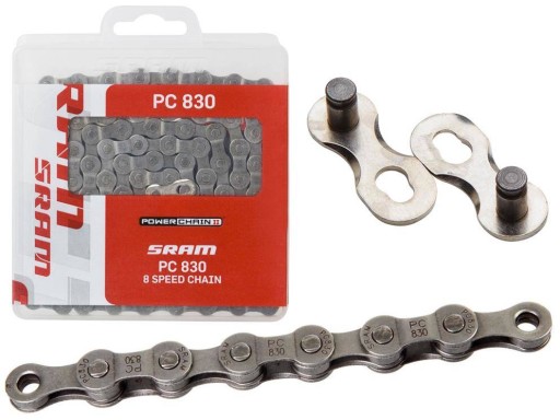 Łańcuch Sram PC 830, 6/7/8-rzędowy, 114 ogniw, 6,9 mm, spinka PowerLink