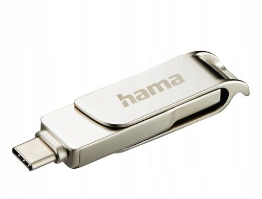 SZYBKI MARKOWY PENDRIVE Z USB-C OTG I USB-A 64GB HAMA OBROTOWA ZATYCZKA