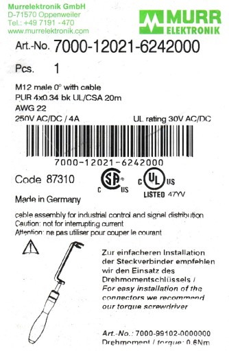 MURRELEKTRONIK 7000-12021-6242000 KABEL DO CZUJNIK