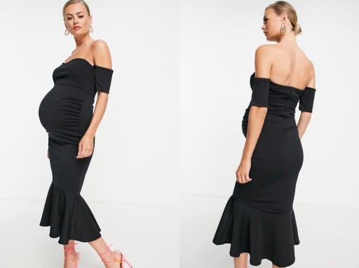 True Violet sukienka midi z dekoltem typu bardot S