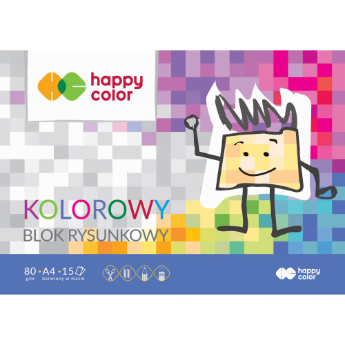 Blok rysunkowy A4 - Happy Color - kolorowy, 15 ark