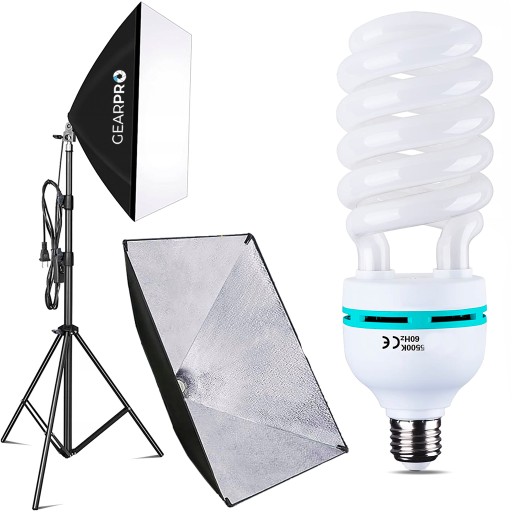 LAMPA STUDYJNA + SOFTBOX GearPro 50x70cm 600W Ciągłe Światło Zestaw Softbox