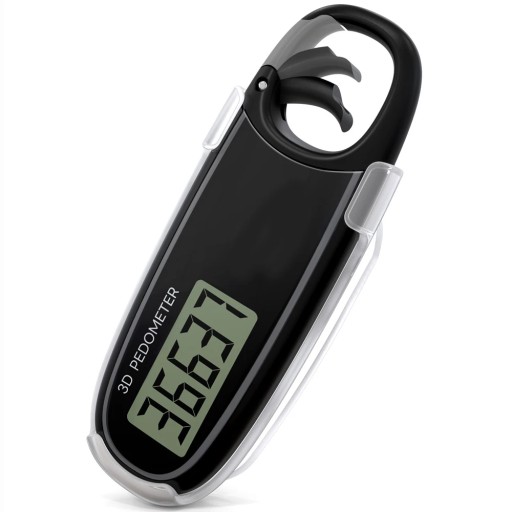 3D Pedometer for Walking with Carabiner Simple Mini Step Counter Large LCD