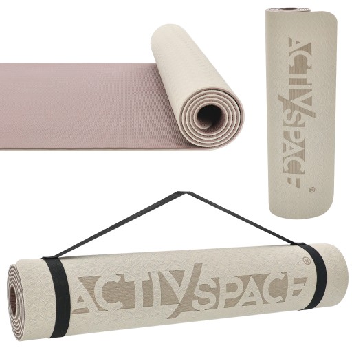MATA DO ĆWICZEŃ JOGA FITNESS DWUSTRONNA ANTYPOŚLIZGOWA MIĘKKA + UCHWYT 6MM