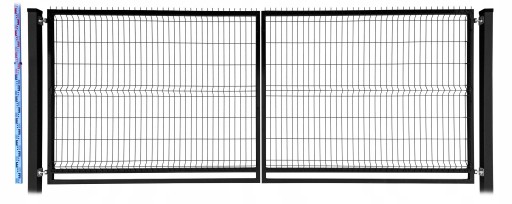 BRAMA 160cm czarna PANELOWA dwa SŁUPKI RAL9005 dwuskrzydłowa 163cm