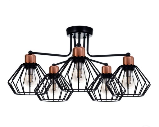 Lampa wisząca loft black KOSZ RUBIN CU-5 SUFITOWA