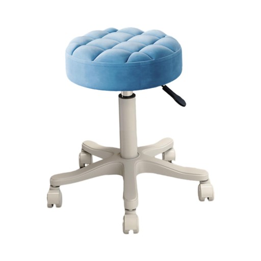 PU Leather Round Rolling Stool Work Massage Chair for Salon SPA Office Blue