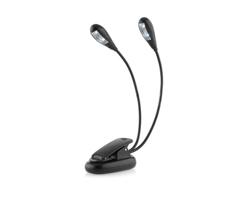 PODWÓJNA LAMPKA z Klipsem 4 LED USB do CZYTANIA + baterie