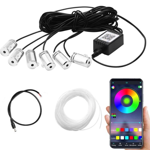 Światłowód Ambient Light LED RGB Obsługa aplikacją 6w1 8 metrów