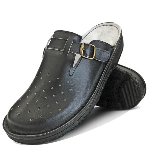 WYGODNE KLAPKI ORTOPEDYCZNE BUTY MĘSKIE SKÓRA 45