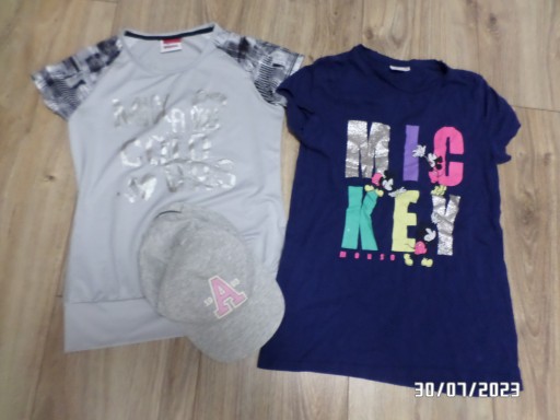 koszulki- t-shirty +czapka-rozmiar 146/158 cm