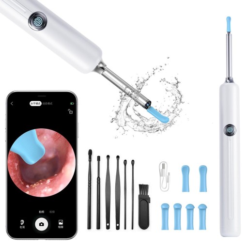SMART OTOSKOP DO CZYSZCZENIA USZU WOSKU WIFI APP TEL ANDROID IOS 5MP 6LED
