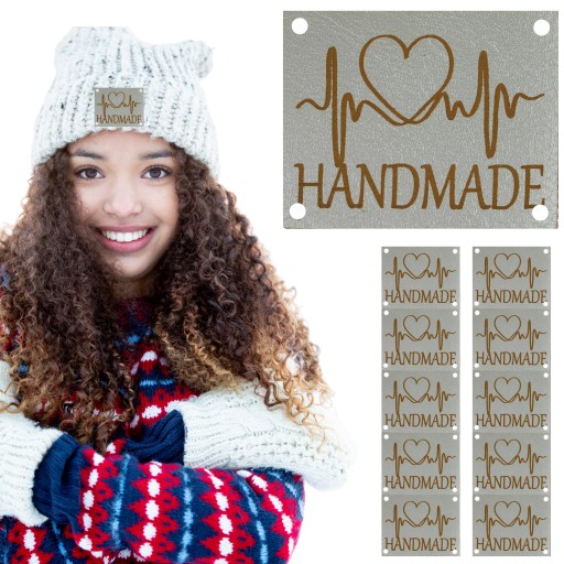 10X HANDMADE SKÓRZANE NASZYWKI METKI RĘKODZIEŁO