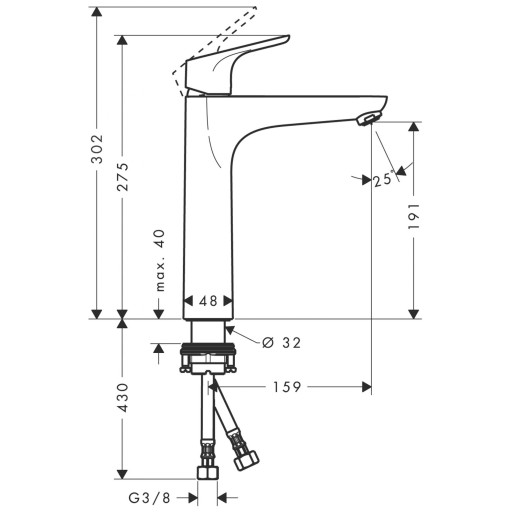 BATERIA UMYWALKOWA CHROM STOJĄCA HANSGROHE FOCUS