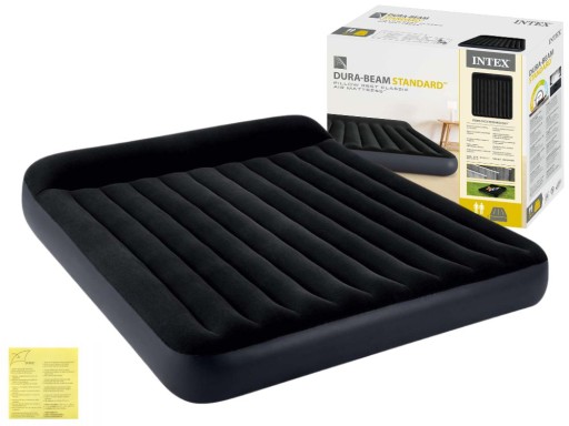 Duży Materac Dmuchany Welurowy Dwuosobowy Łóżko 203x183x25 Intex Model2024