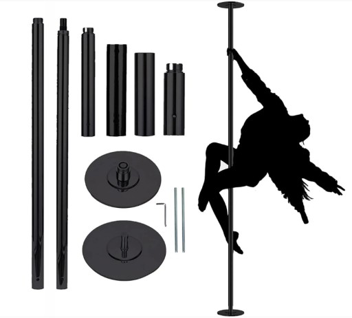 DRĄŻEK Rura do tańca pole dance regulowana wysokość 2,23-2,82 m czarna