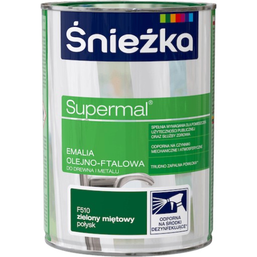 ŚNIEŻKA SUPERMAL FARBA OLEJNO-FTALOWA MIĘTOWY 0,8L