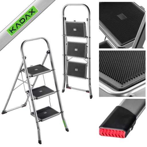 DRABINA DOMOWA ALUMINIOWA 3 STOPNIOWA DRABINKA SKŁADANA 150kg SOLIDNA