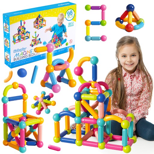 DUŻE KLOCKI MAGNETYCZNE KONSTRUKCYJNE EDUKACYJNE STICKS PATYCZKI XXL 98ele