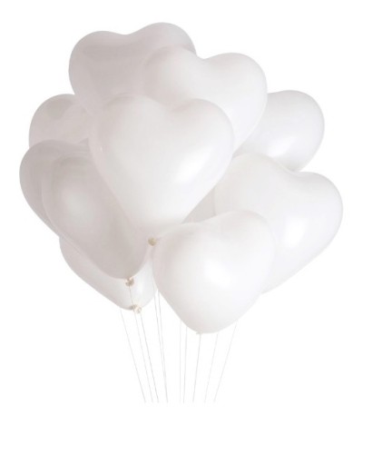 Balony na ślub wesele białe Serca Chrzest Komunia 10 sztuk Lateksowe Zestaw