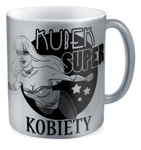 Kubek srebrny SUPER KOBIETA prezent dziewczyny