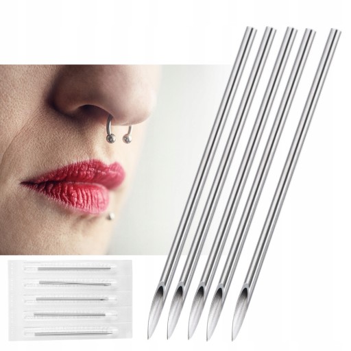 100X IGIEŁ IGŁY DO PRZEKŁUWANIA PIERCING 16G