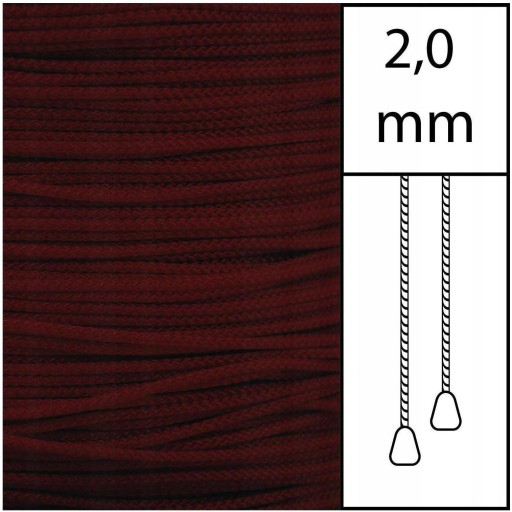 Sznurek bordowy 2,0 mm do żaluzji 50 mm bordo - 10 mb