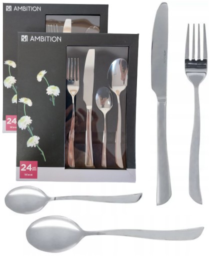 AMBITION 48 SZTUĆCE WAVE KOMPLET ZESTAW NA 12 OSÓB