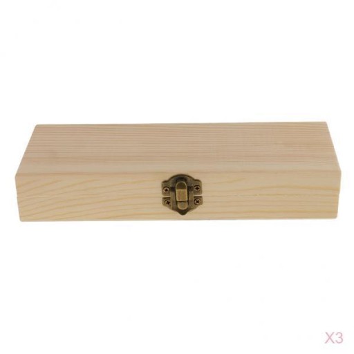 3x Unfinished Rectangle Jewelry Storage Box