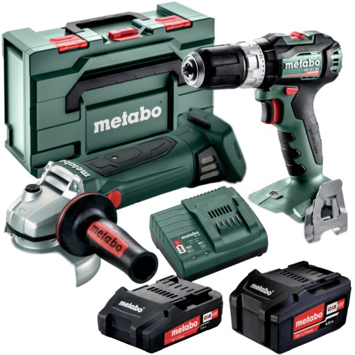 METABO ZESTAW ELEKTRONARZĘDZI 18V WIERTARKO-WKRĘTARKA SZLIFIERKA 2 BATERIE