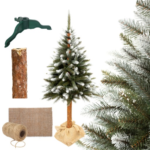 Choinka świąteczna na pniu 220cm, efekt diamentowy
