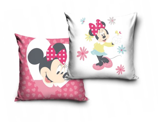 Poszewka Myszka Minnie Mini 40x40 róż welurowa do przedszkola do spania