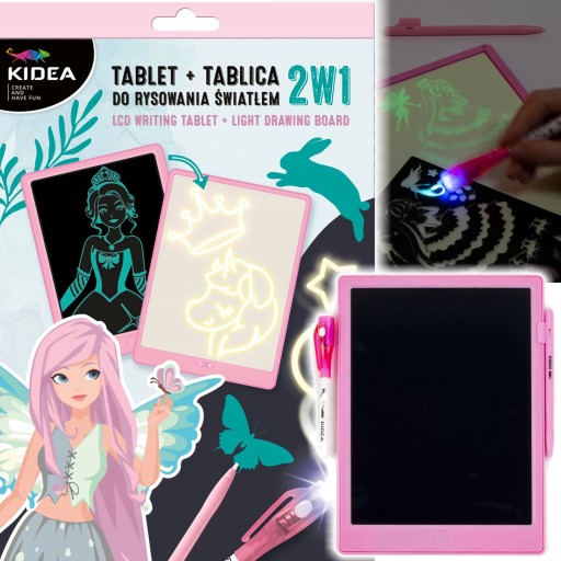 Kidea TABLET + TABLICA DO RYSOWANIA ŚWIATŁEM Wróżka Znikopis 11