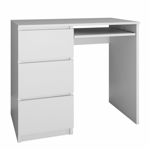 BIURKO PROSTE NOWOCZESNE BIAŁE LEWE BIEL REGAŁ SZUFLADY LAPTOP KOMPUTER ABS