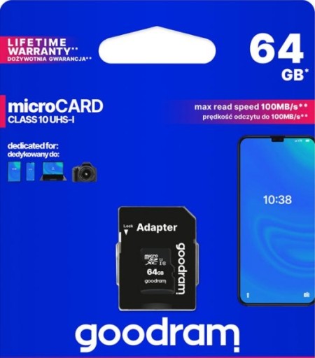 Karta pamięci microSD 64GB Goodram z adapterem