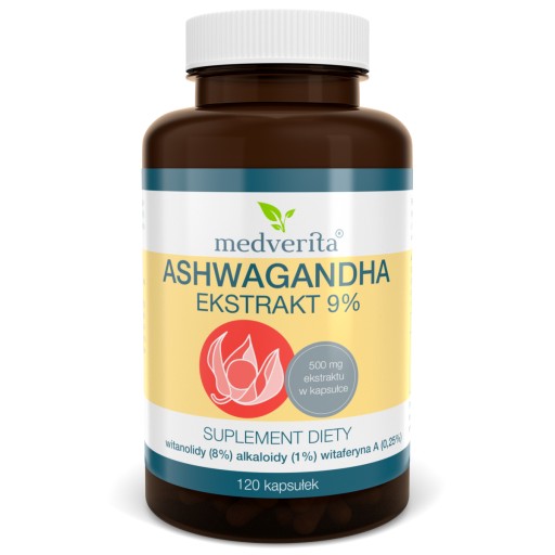 ASHWAGANDHA Ekstrakt 9% witanolidy żeń-szeń 120 k