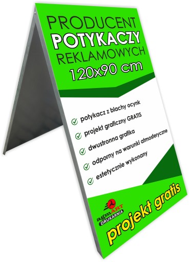 Potykacz Reklamowy 120 x 90 cm z grafiką metalowy PROJEKT GRATIS Stojak HIT