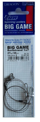 PRZYPON DRAGON BIG GAME 1x7 35cm 27kg 2szt