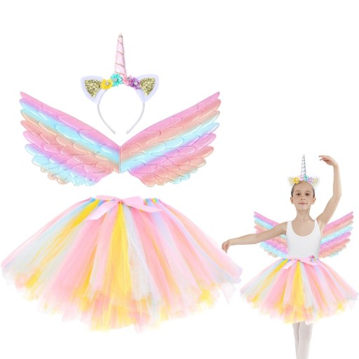 3Pcs Girl DressUp Princess Dress Balley Mesh Skirt