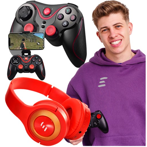 GAMEPAD KONTROLER BEZPRZEWODOWY DO TELEFONU + BEZPRZEWODOWE SŁUCHAWKI